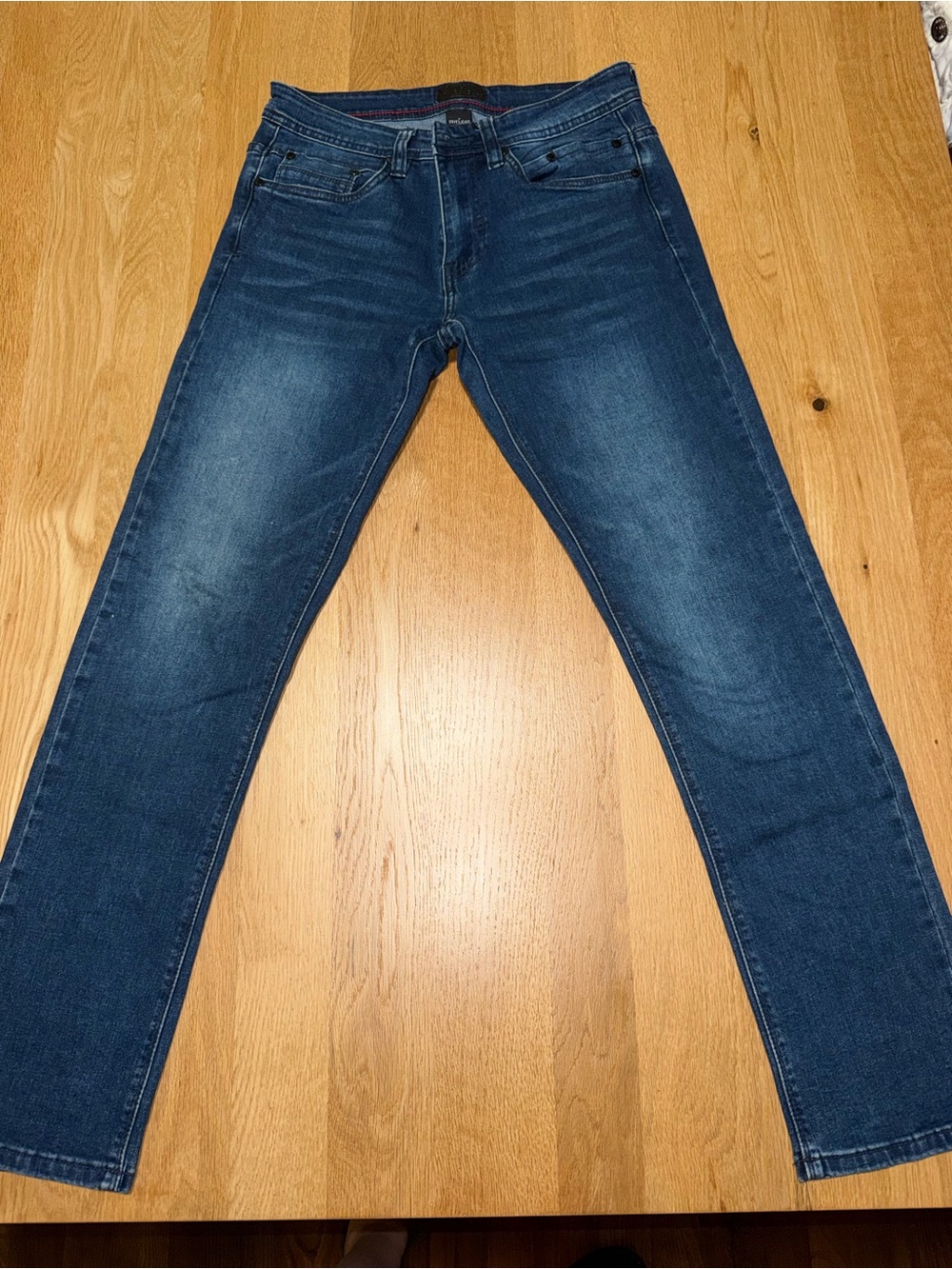 Men's Slim Straight Jeans in Mid Wash Blue